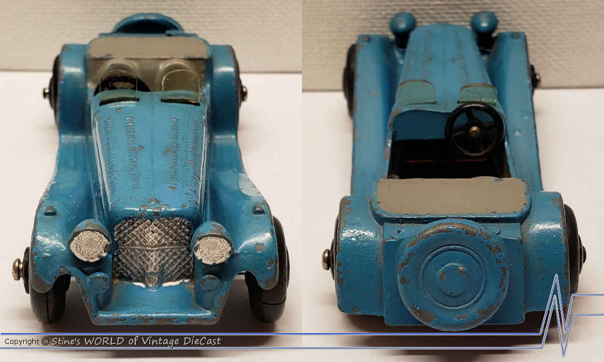 Dinky Toys N°38F Jaguar SS100 échelle 1/43 - Zamak - Repeinte En Bleu